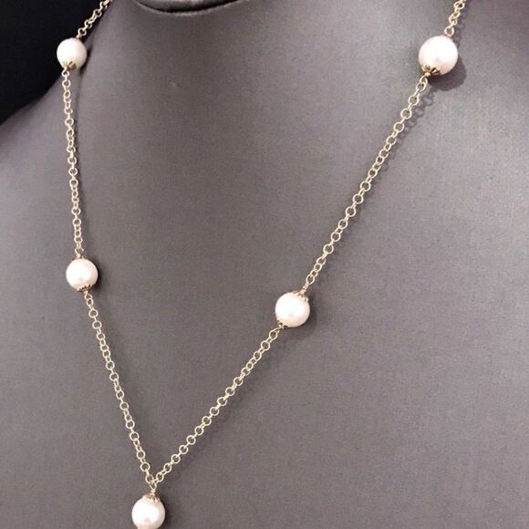 Akoya Pearl Necklace 14k Gold 8.5-8 mm 18" Women Certified $2,950 721470 - Picture 3 of 8